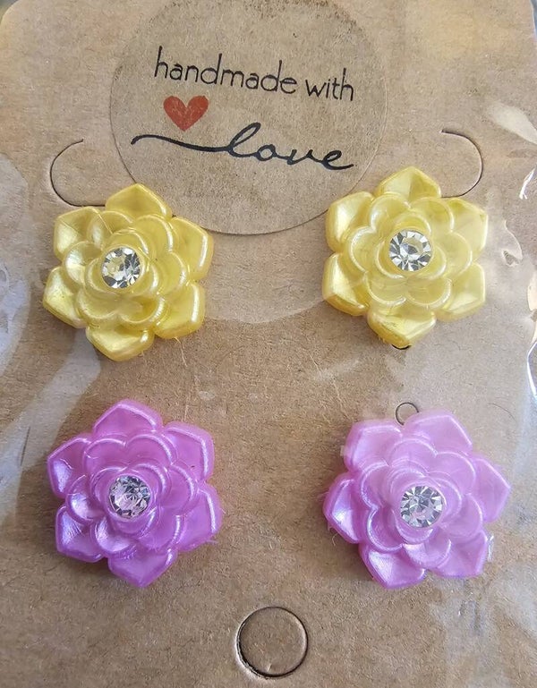 Handmade Sparkling Flower Stud Earrings