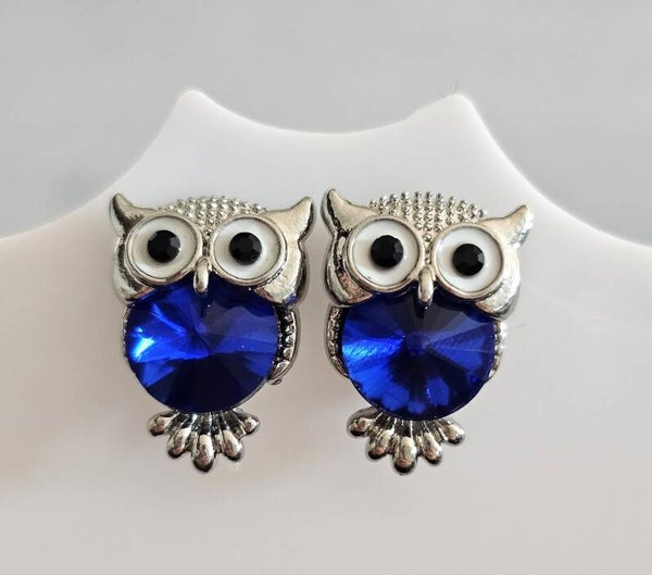 Sparkling Crystal Owl Stud Earrings