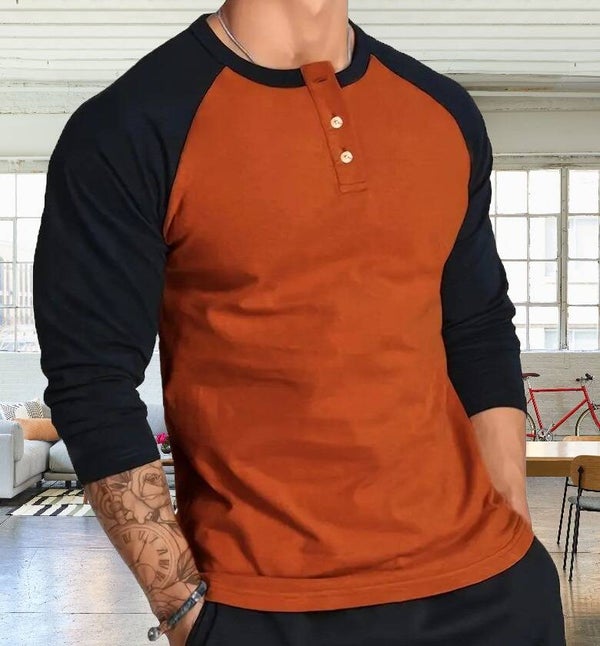 Men's Color Block Long Sleeve Shirt