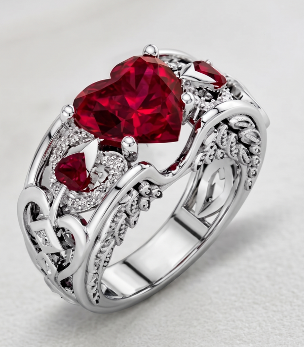 Elegant Heart-Cut Filigree Statement Ring