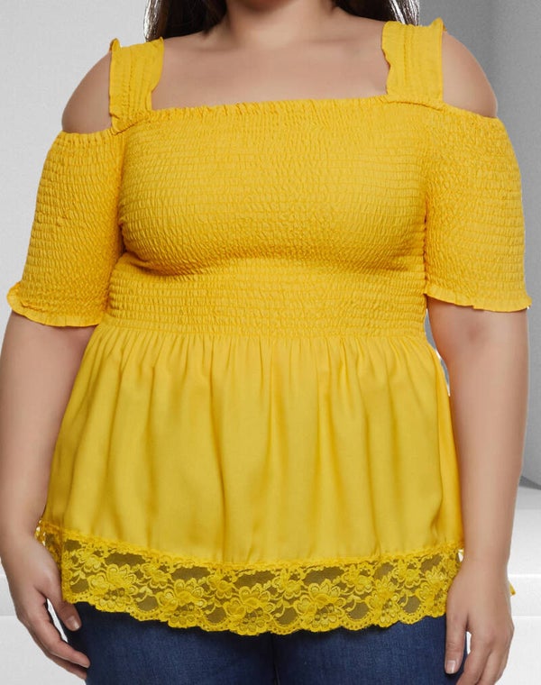 Women's Plus Size Cold Shoulder Blouse.