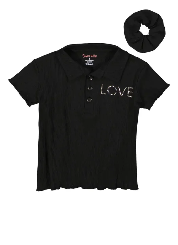 Little Girl "Good Vibes" Polo & Cargo Shorts Set