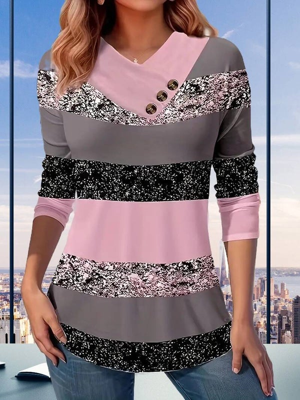 Women's Button Detail Casual Long Sleeve Top