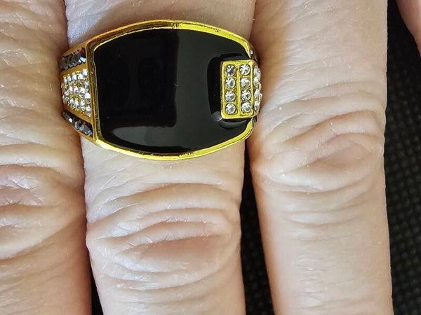 Unisex Modern Onyx-Style Signet Ring