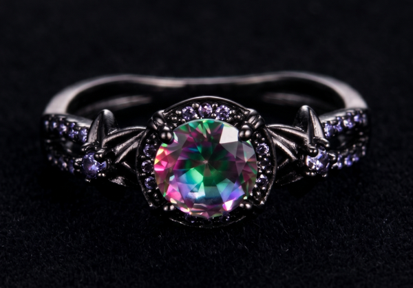 Gothic-Inspired Iridescent Halo Ring