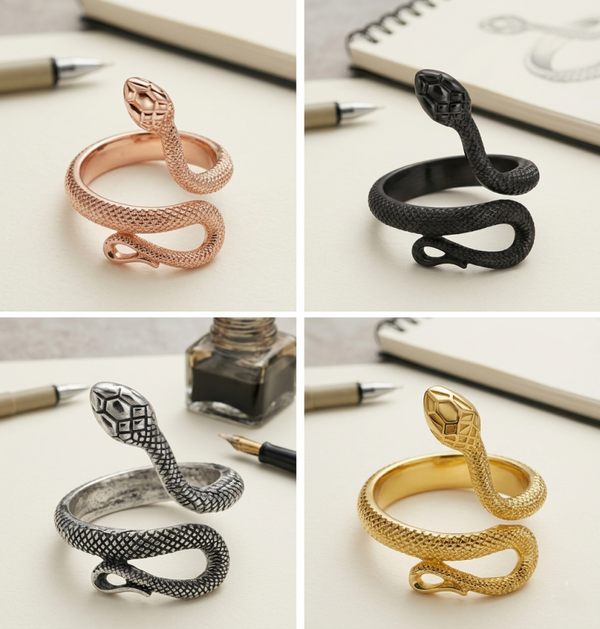 Unisex "Cobra" Scale Textured Wrap Ring