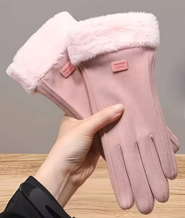 Women's Suede-Finish Thermal Plush Gloves