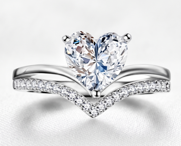 Silver-Tone Heart Solitaire Fashion Ring