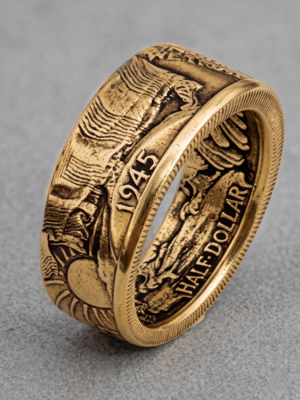 Unisex Vintage 1945 "Half-Dollar" Coin Ring