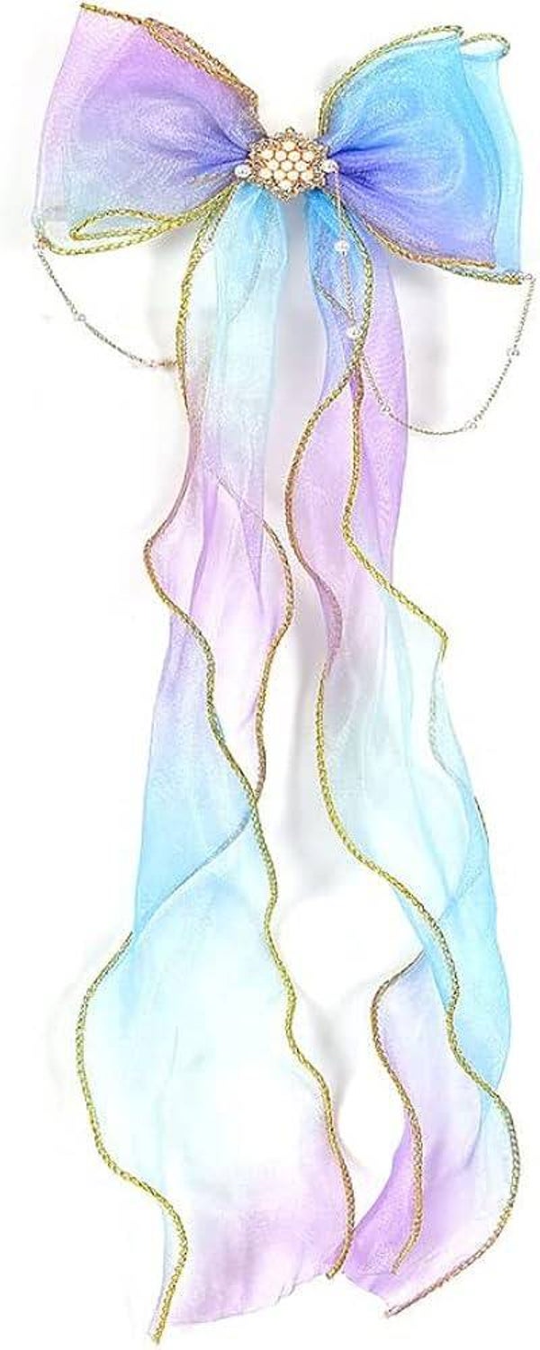 Dreamy Iridescent Organza Bow with Long Streamers