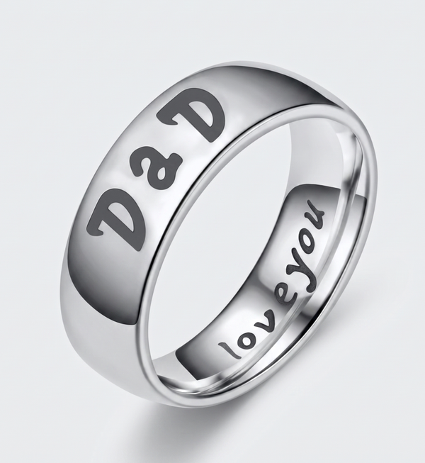 Stainless Steel "Love You" Engraved Statement Band