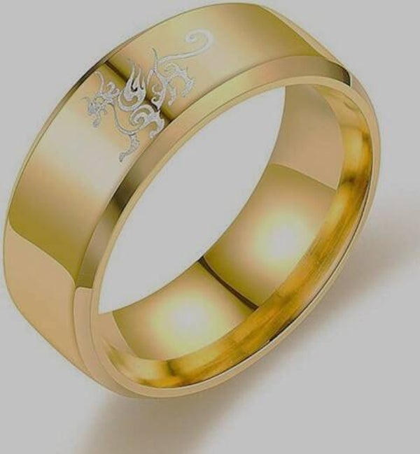 Unisex Mythical Dragon Etched Band