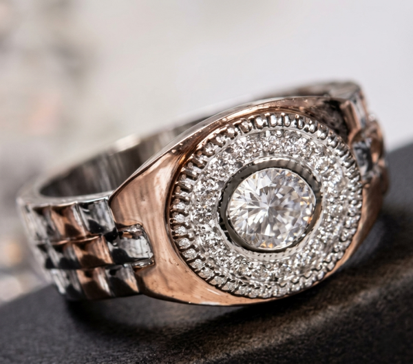 Unisex "Presidential" Rolex-Style Iced-Out Ring