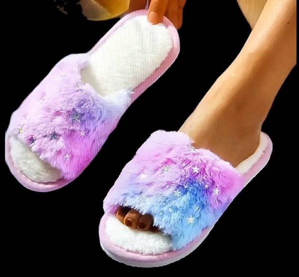 Women's Bling Star Fluffy Slippers