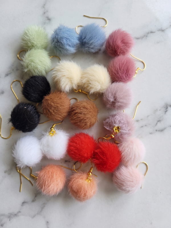Handmade Soft Plush Pom-Pom Drop Earrings