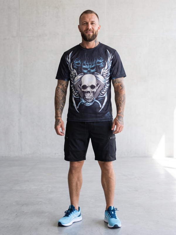 Men's Skull Biker Graphic Tee