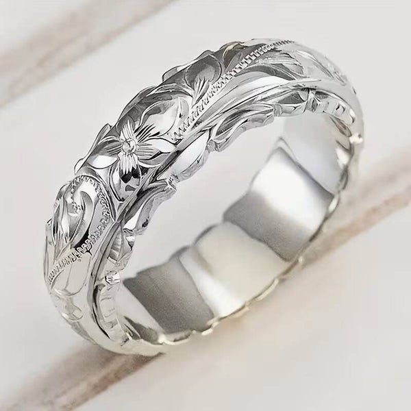 Intricate Floral Filigree Band Ring