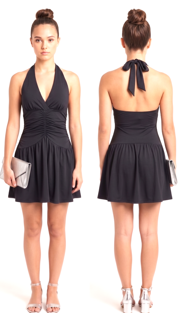 Women's Elegant Halter Ruched Summer Dress
