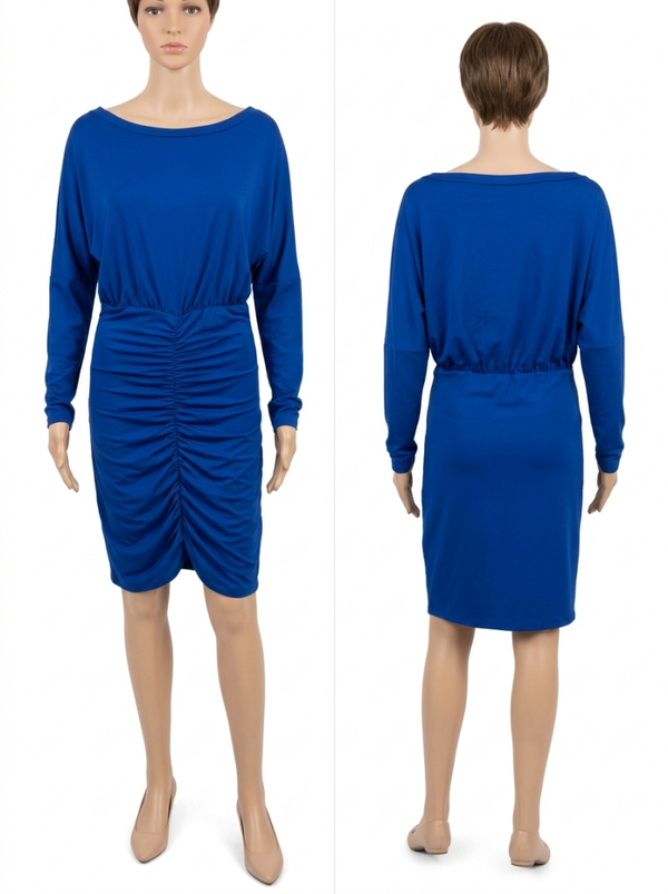Women's Boat-Neck Ruched Dolman-Sleeve Dress