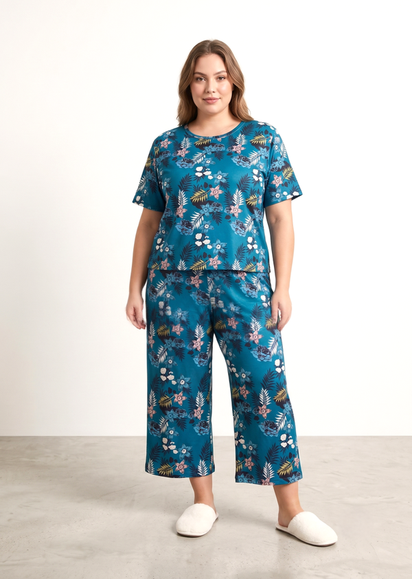 Women's Plus Tropical Floral Two-Piece Pajama Set