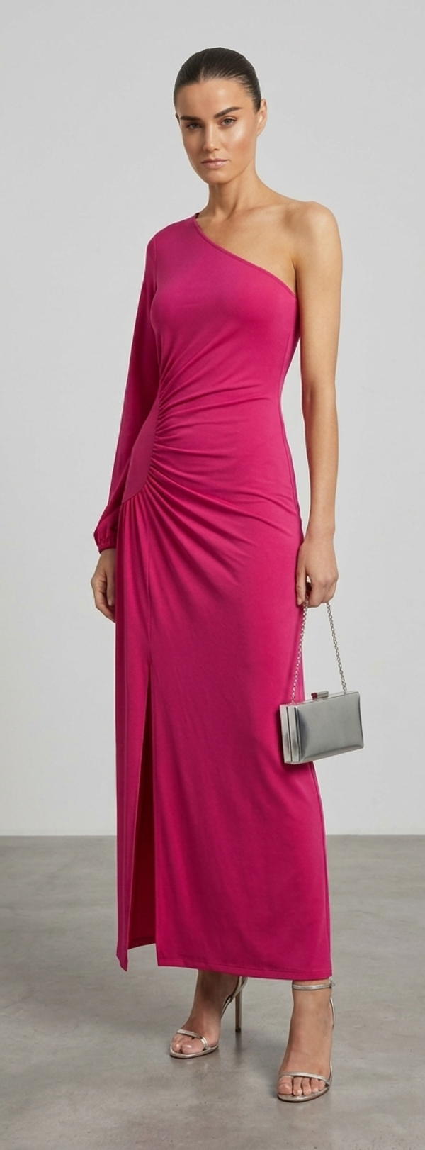 Women's One-Shoulder Ruched Maxi Dress