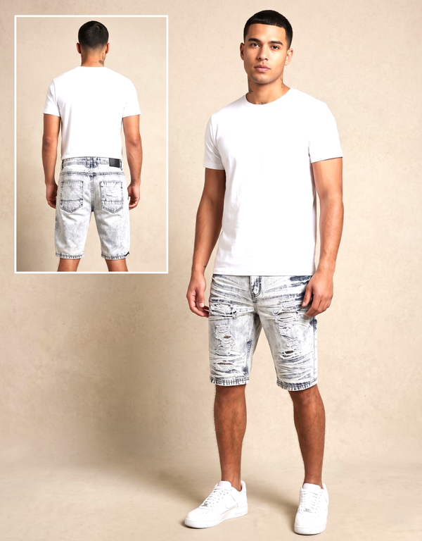 Men's Switch Remarkable Distressed Paint Splatter Denim Shorts