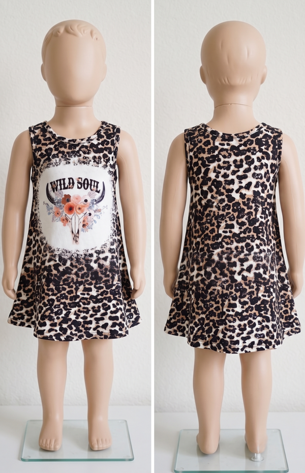 Girls' Leopard Graphic A-Line Dress
