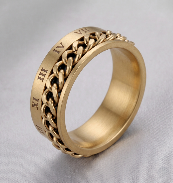 Unisex Roman Numeral Spinner Chain Band