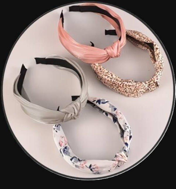 Boho Floral & Satin Knot Headband Set
