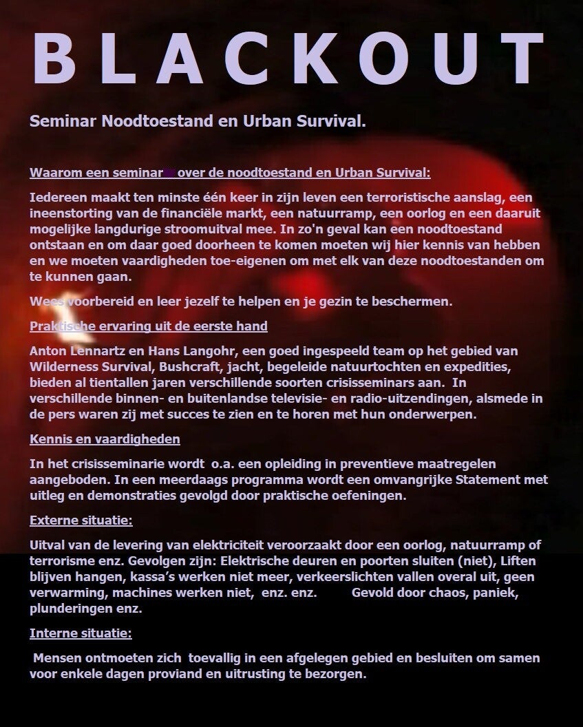Noodtoestand en Urban Survival Blackout