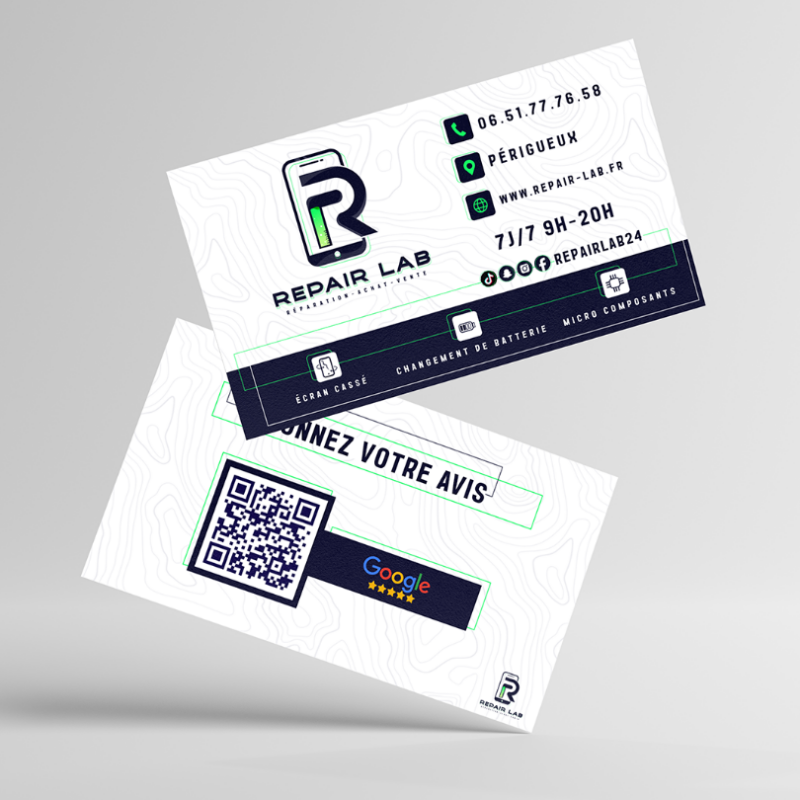 Logo design branding réparation de téléphone phone repair graphic design idéntité visuelle carte de visite