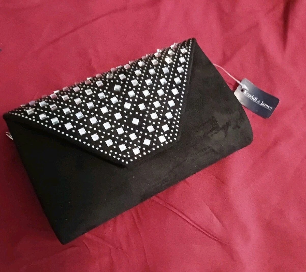 Kendall & James Bling Front Black Formal Velvet Shoulder Bag