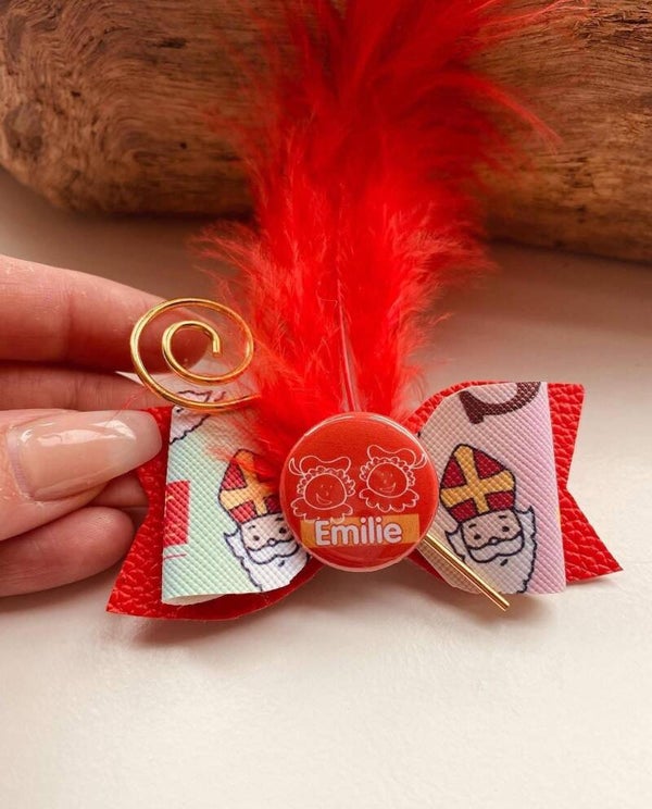Sinterklaas strik met naam rood
