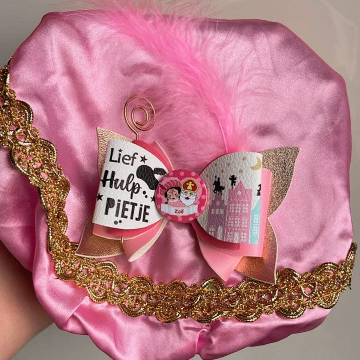Pietenmuts roze met naam