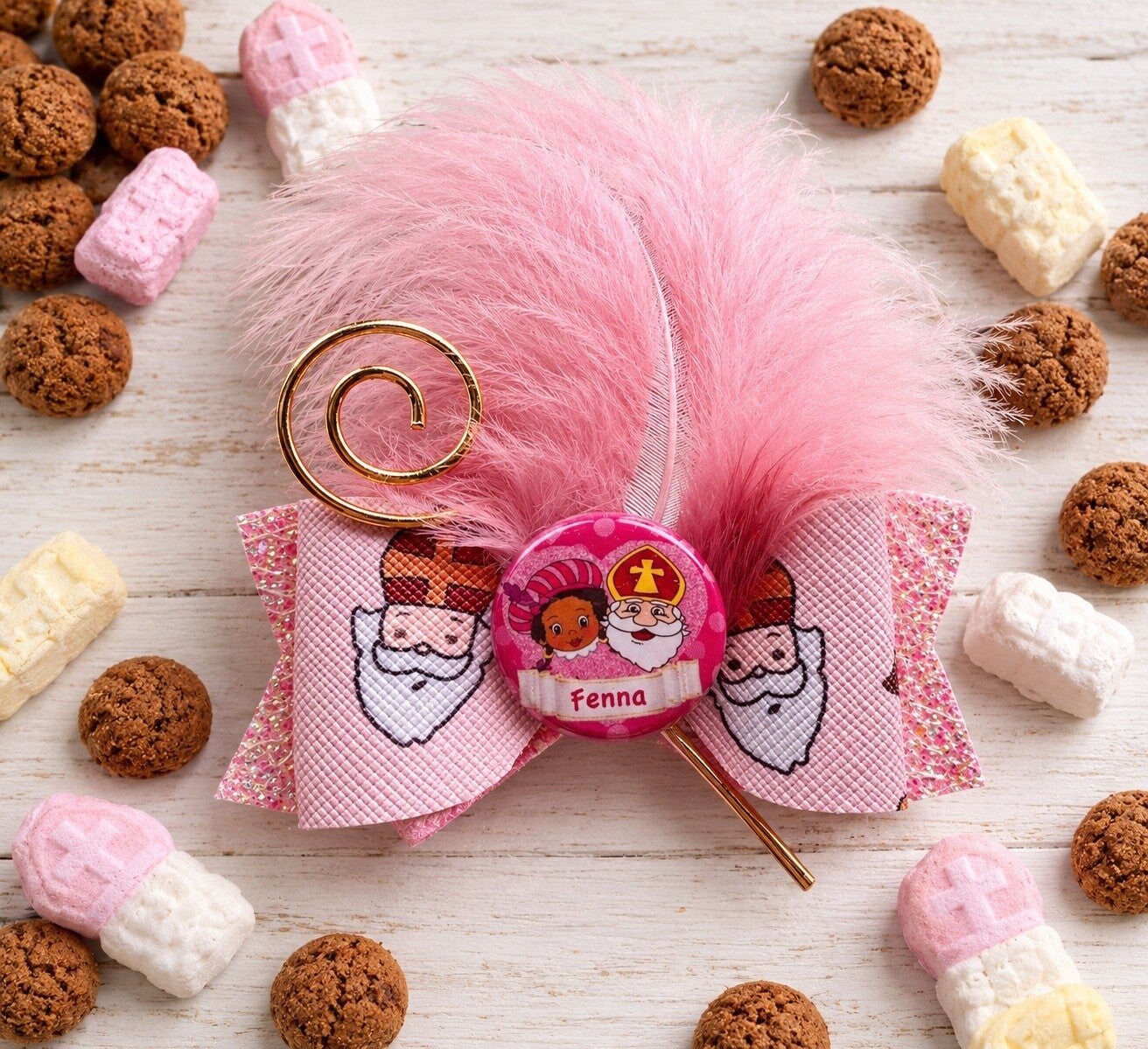 Sinterklaas strik roze met naam