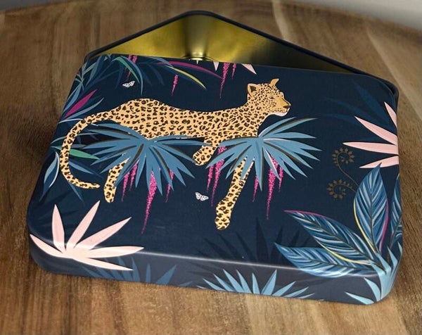 Blikje met vrolijk design (blauw)