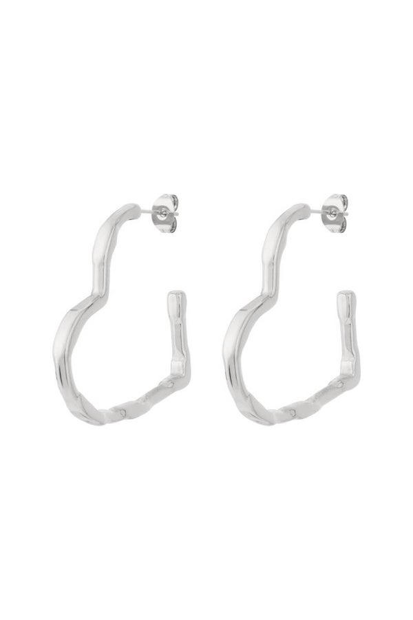Big heart hoop earrings - zilver