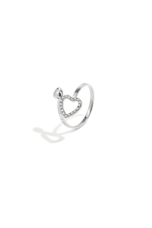 ring met hartjes en steentjes zilver