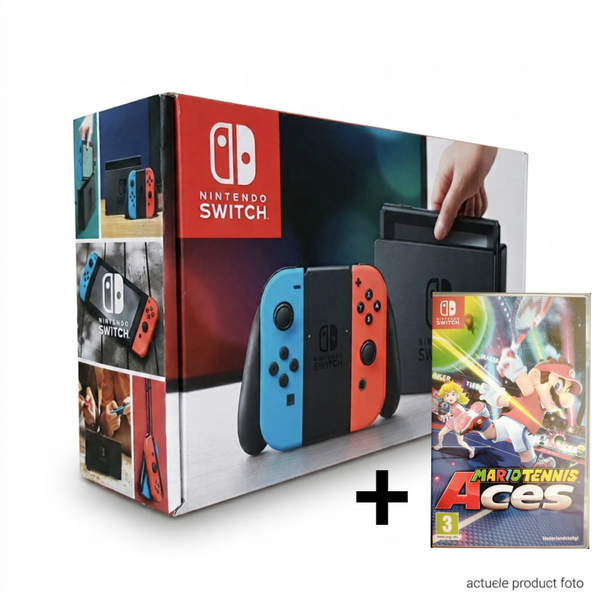 Nintendo Switch V1 Bundle – Neon Rood/Blauw met Mario Tennis Aces