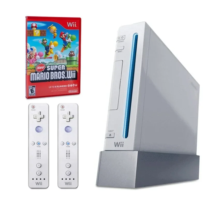 Nintendo Wii Bundel – Inclusief New Super Mario Bros. Wii & 2 Officiële Nintendo Wiimote Controllers