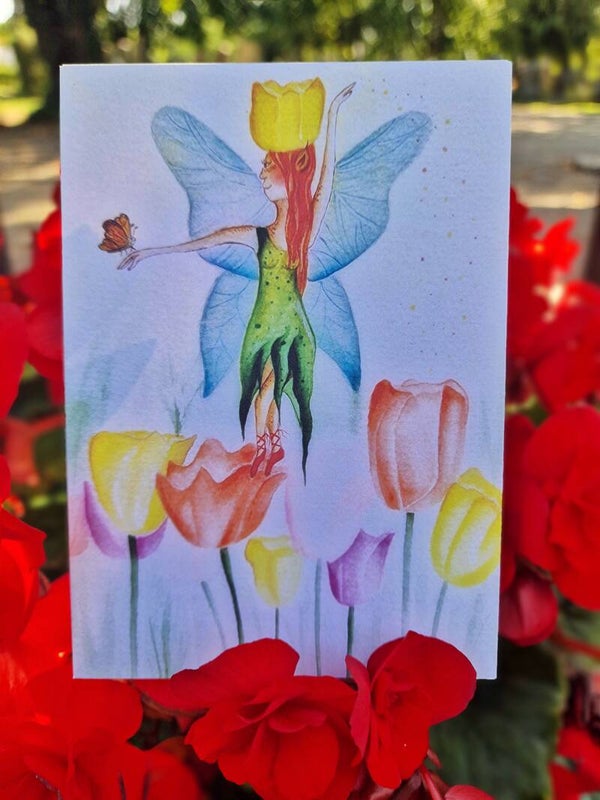 DIE TULPENKÖNIGIN Postkarte