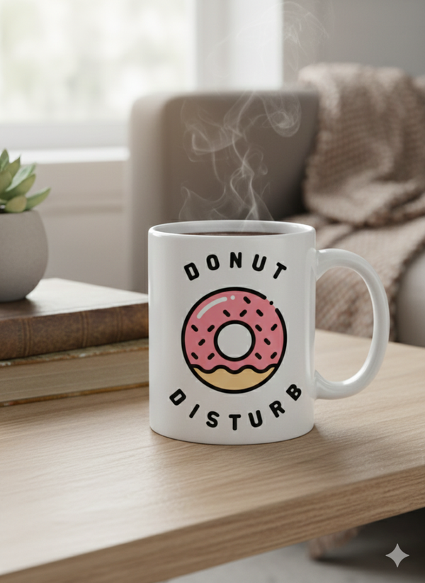 "Donut Disturb" 11oz Funny Coffee Mug – Cute Morning Gift