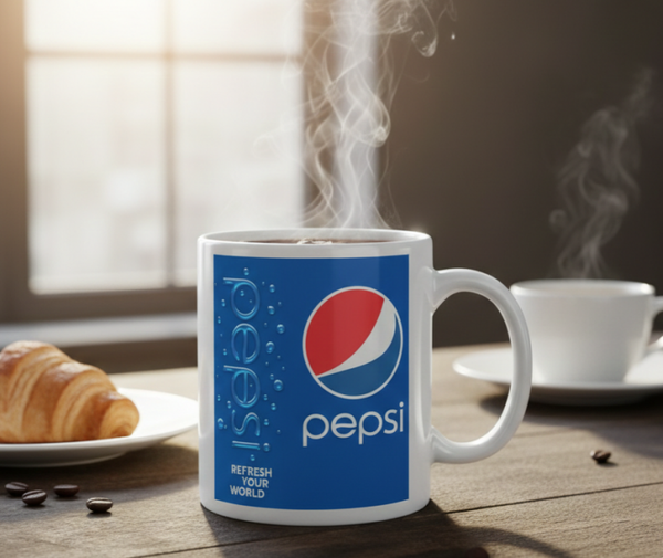 Classic Pepsi Globe 11oz Ceramic Mug – High-Definition Refreshment Design