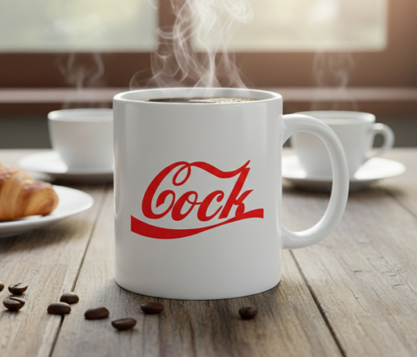 Morning Cock" 11oz Ceramic Mug – Funny Rooster & Rainbow Gradient Coffee Cup