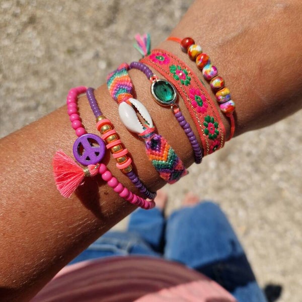 Schelpbandje purple/orange