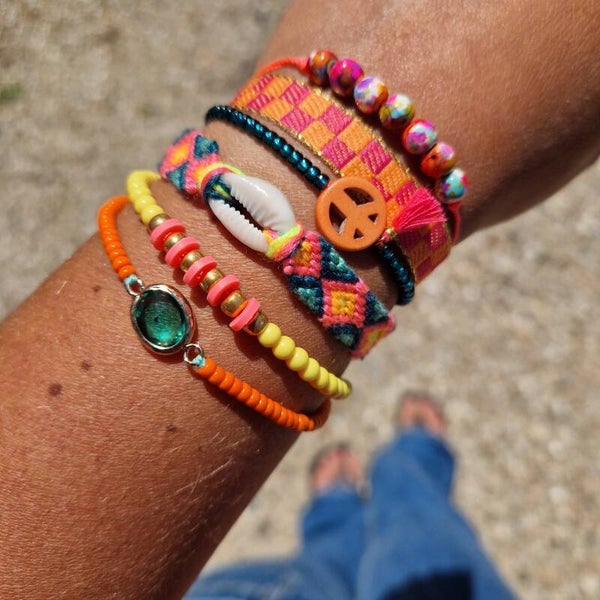 Schelpbandje orange/yellow/blue