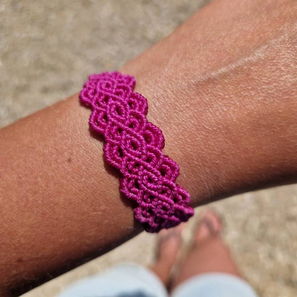 macrame bandje fuchsia