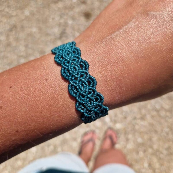 macrame bandje aqua blue