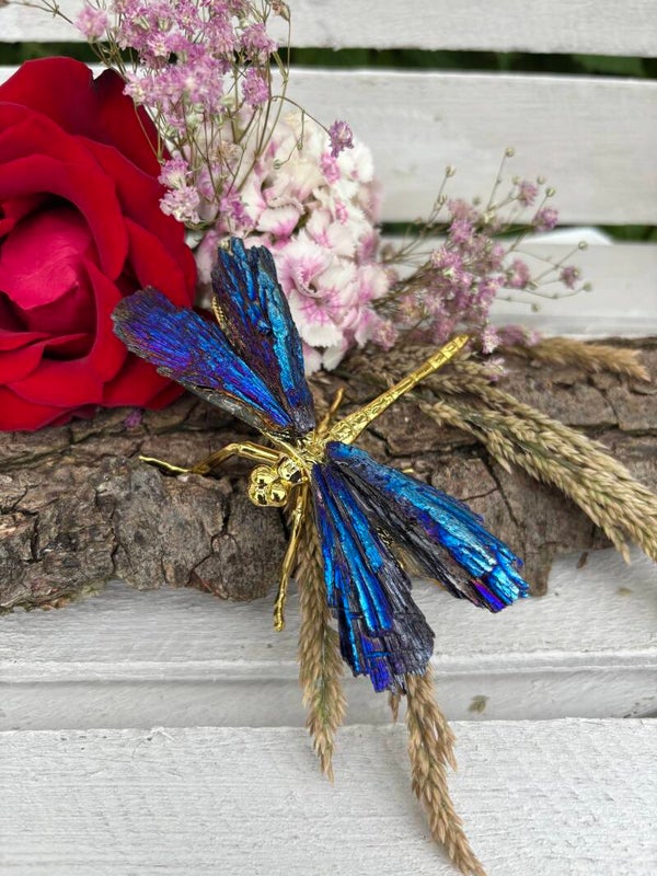 Libelle met Azuriet goud.