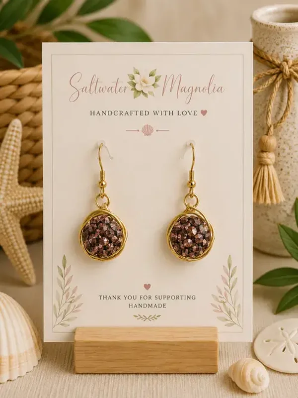 Rose Gold Sparkle Drop Earrings